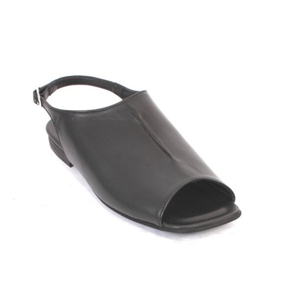 Kapogiro 2176 Black Leather Flat Sligback Sandals Shoe
